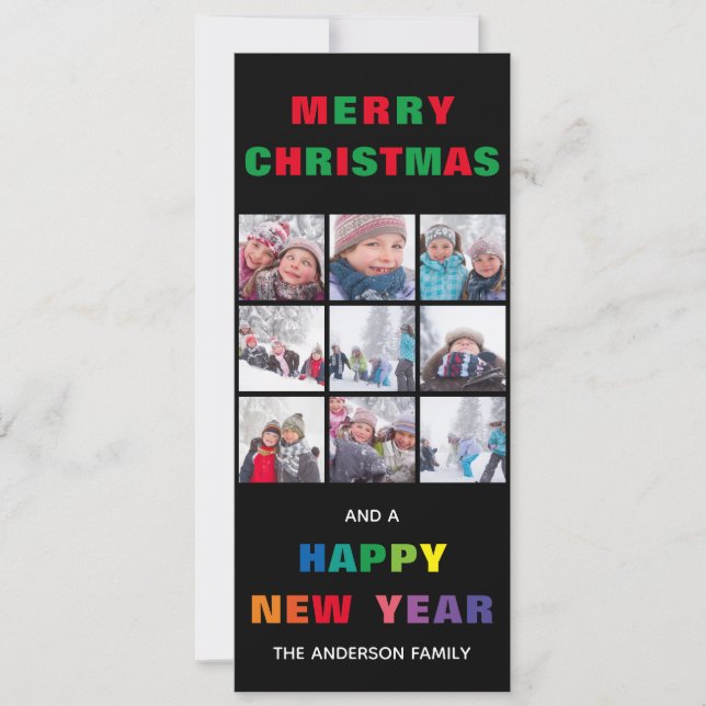 Rainbow Merry Christmas - Vertical Christmas Card (Front)