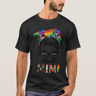 Rainbow Messy Bun Proud Mimi Gay & Lesbian LGBT Pr T-Shirt