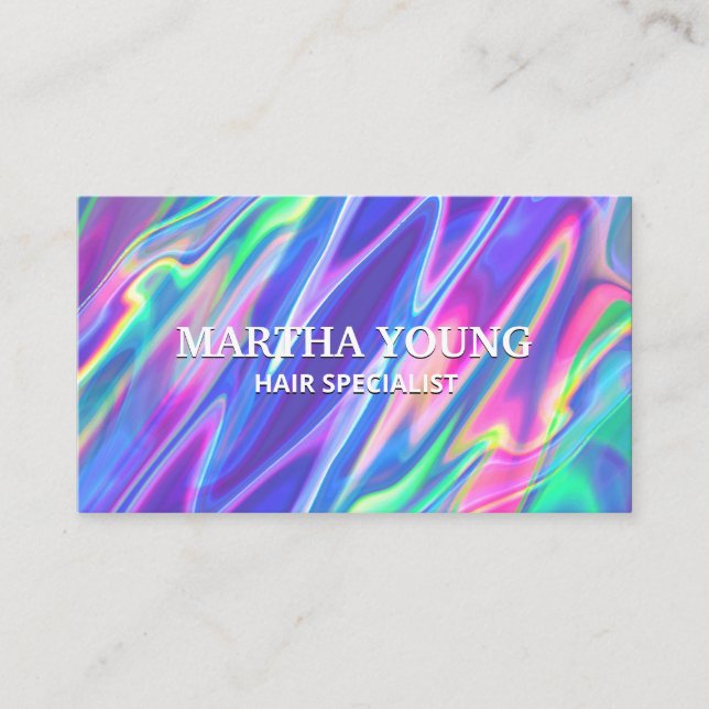 Rainbow Metallic Liquid Background Business Card (Front)