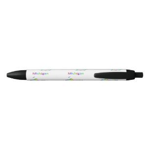 Rainbow Michigan map Black Ink Pen
