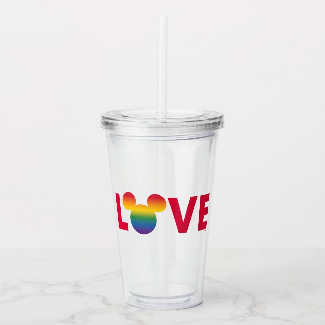 Rainbow Mickey Icon LOVE Acrylic Tumbler (Front)