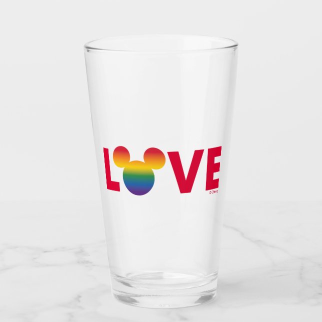 Rainbow Mickey Icon LOVE Glass (Front)