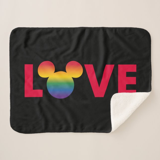 Rainbow Mickey Icon LOVE Sherpa Blanket (Front (Horizontal))