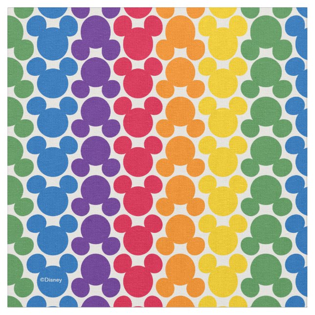 Rainbow Mickey Icon Pattern Fabric (Close Up)