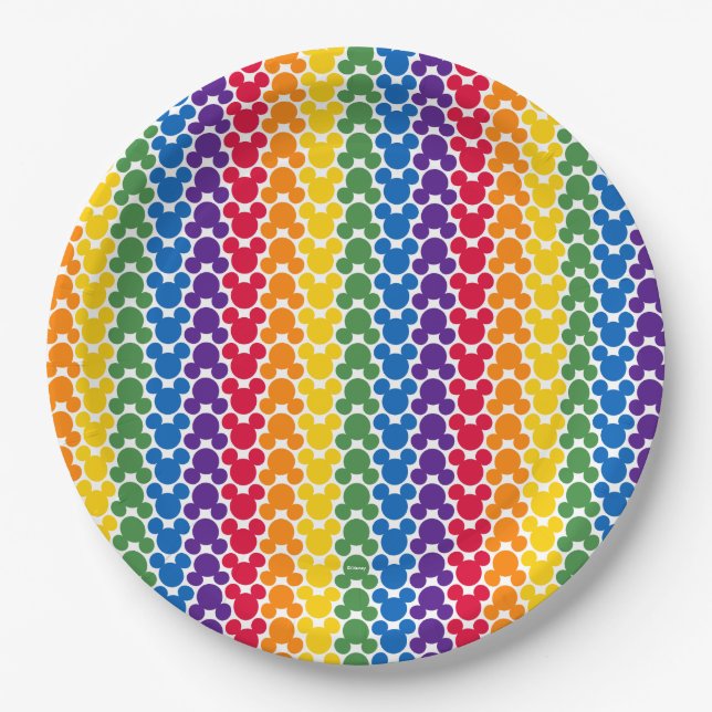 Rainbow Mickey Icon Pattern Paper Plate (Front)
