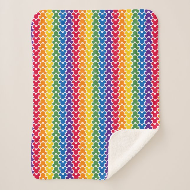 Rainbow Mickey Icon Pattern Sherpa Blanket (Front)