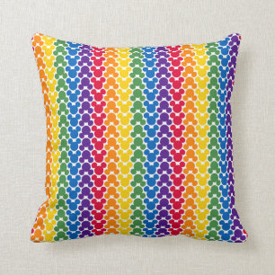 Rainbow Mickey Icon Pattern Throw Pillow