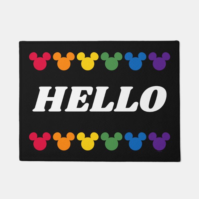 Rainbow Mickey Icons | Hello Doormat (Front)