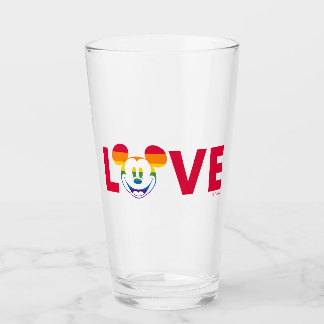 Rainbow Mickey LOVE Glass (Front)