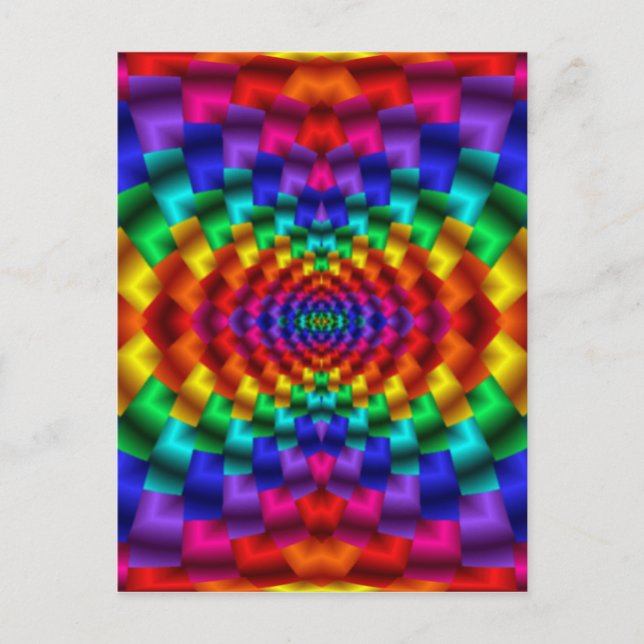 Rainbow Mind Warp Psychedelic Fractal Postcard (Front)