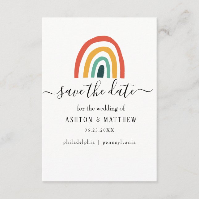 Rainbow,minimal,wedding,coloured Enclosure Card (Front)