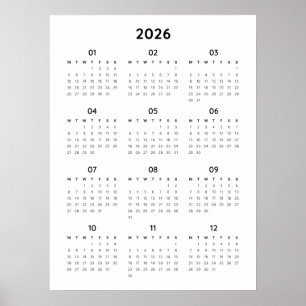 Rainbow Minimalist 2026 Calendar Poster