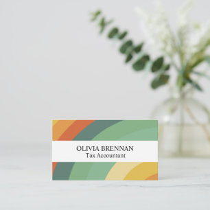 Rainbow Minimalist Stripes Handmade Square  Business Card