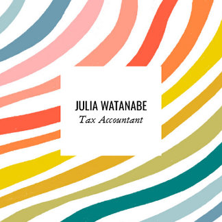 Rainbow Minimalist Stripes Handmade Square Business Card