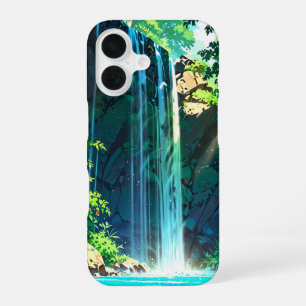 Rainbow Mist Anime Waterfall iPhone 16 Case
