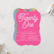 Rainbow Modern 21e anniversaire de fête Invitation