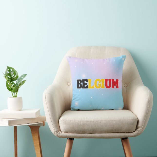 Rainbow Modern Belgium National Flag Apparel Throw Pillow (Chair)