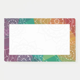 Rainbow modern colourful mandala hippy post-it notes