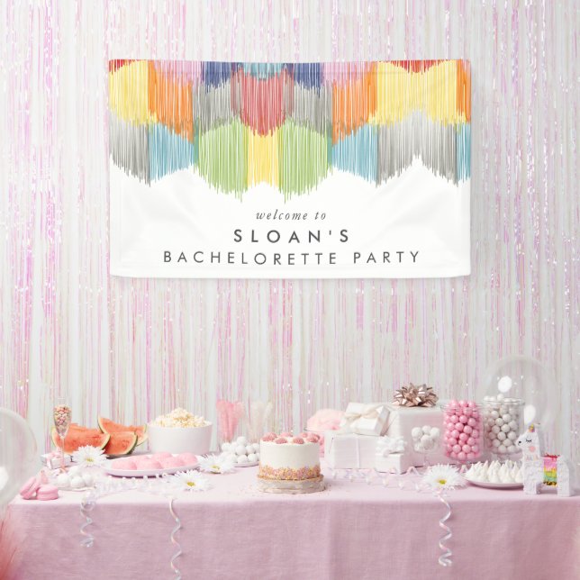 Rainbow Modern Fringe Bachelorette Party Banner (Party)