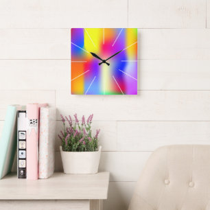 Rainbow modern gradient square wall clock