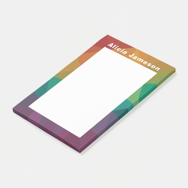 Rainbow modern personalized post it notes (Angled)