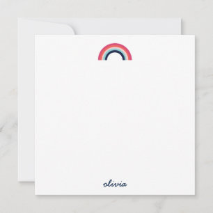 Rainbow  Modern Personalized Script Name Blue Card