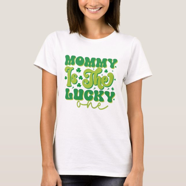 Rainbow mommy Lucky One First Birthday  T-Shirt (Front)