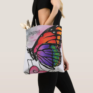 Rainbow Monarch Butterfly Colourful Fantasy Art Tote Bag
