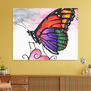 Rainbow Monarch Butterfly Original Fantasy Art Canvas Print