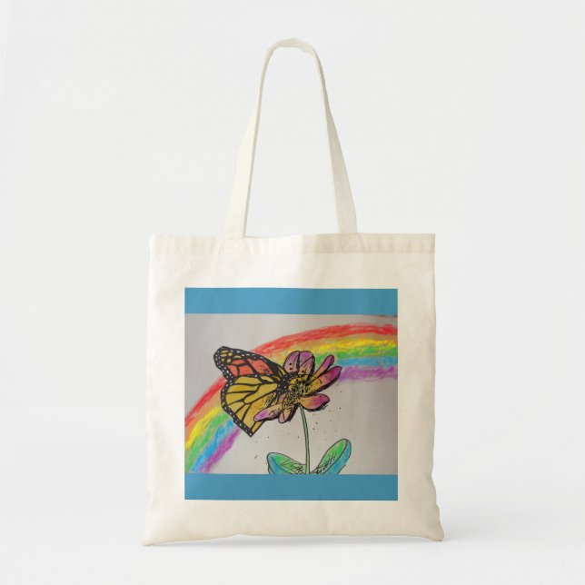 Rainbow Monarch Butterfly Painting Tote Bag (Front)