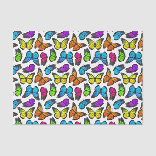 Rainbow Monarch Butterfly Pattern Tissue Paper (Front)