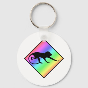 Rainbow Monkey Crossing Keychain