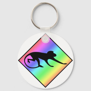 Rainbow Monkey Crossing Keychain