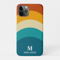 Rainbow Monogram Custom Name Retro Sunset Stripe