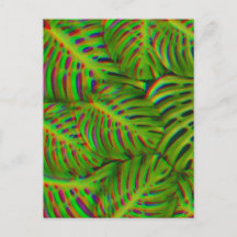 Rainbow Monstera Leaves Postcard