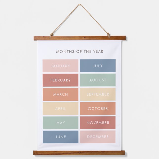Rainbow Months of the Year Classroom Hanging Tapestry (Front)