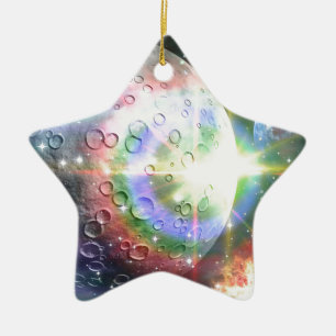 rainbow moon ceramic ornament
