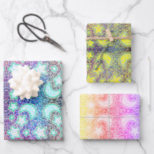 Rainbow Moon with Galaxy Glowing Stars