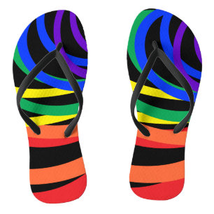 Rainbow Moons Abstract Colour Pattern Flip Flops