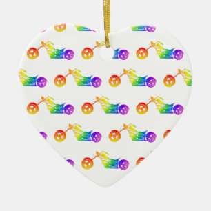 Rainbow Mortocycle Ceramic Ornament