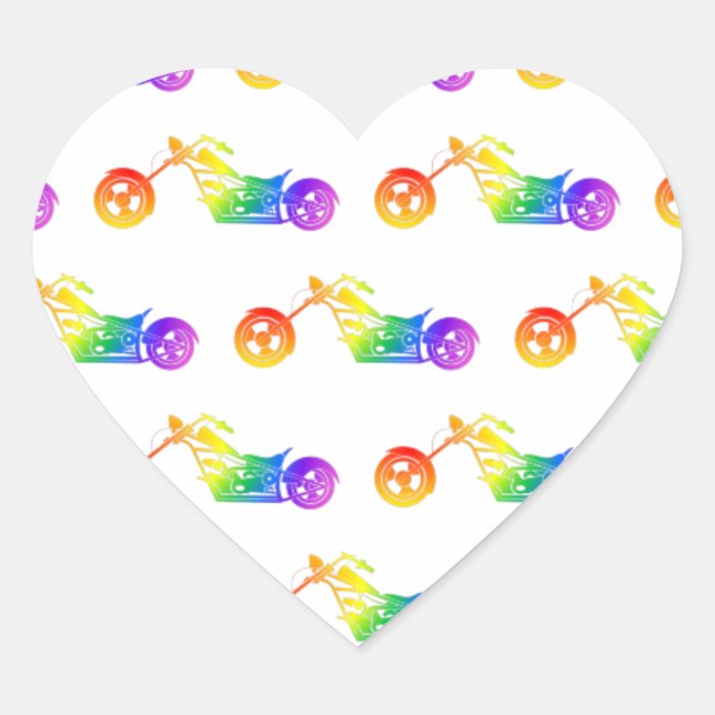 Rainbow Mortocycle Heart Sticker (Front)