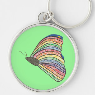 Rainbow Mosaic Butterfly Choose Background Colour Keychain