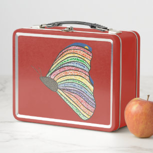 Rainbow Mosaic Butterfly on Metal Lunch Boxes