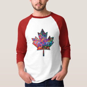 Rainbow Mosaic Canada Maple Leaf and Shadow T-Shir T-Shirt