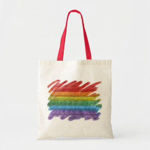 Rainbow Mosaic Gay Pride Flag (Paintbrush) Tote Bag