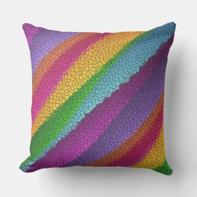 rainbow mosaic outdoor pillow (Front)