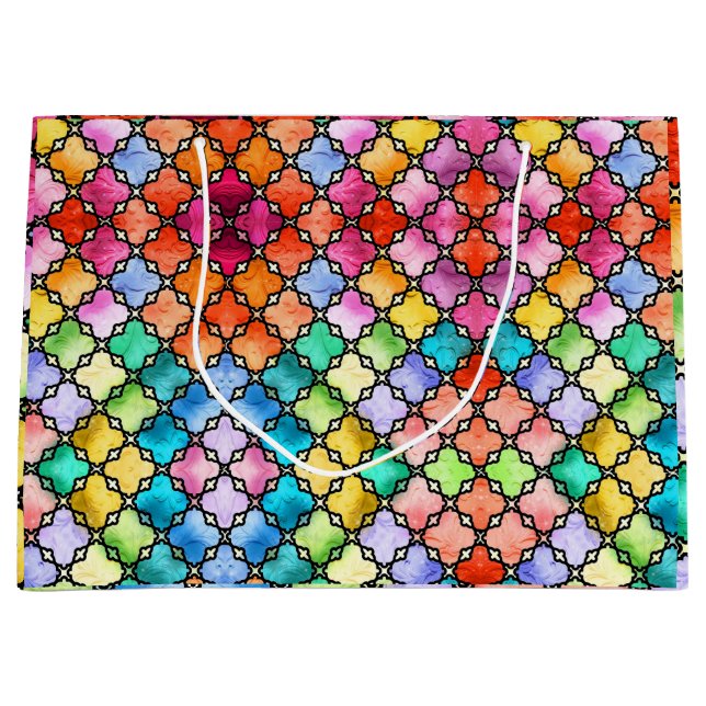 Rainbow mosaic pattern large gift bag (Front)