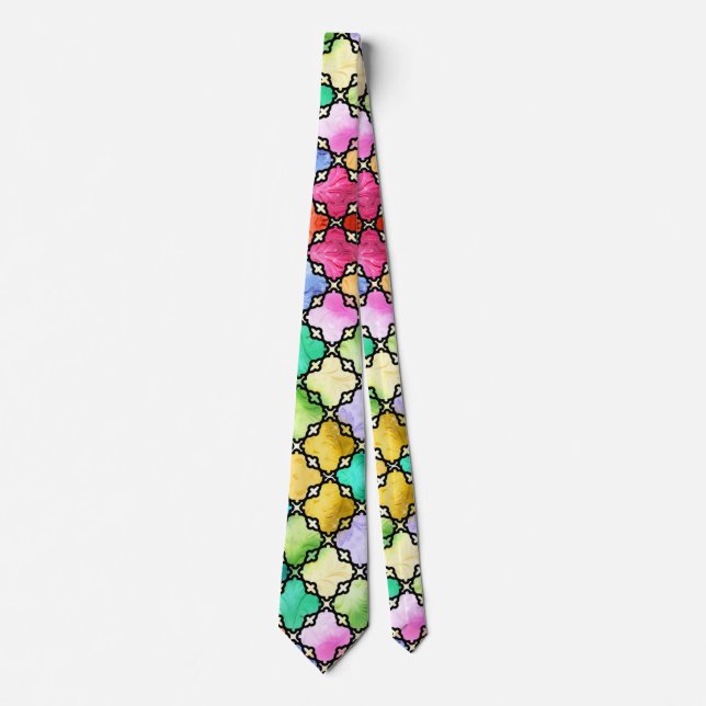 Rainbow mosaic pattern tie (Front)