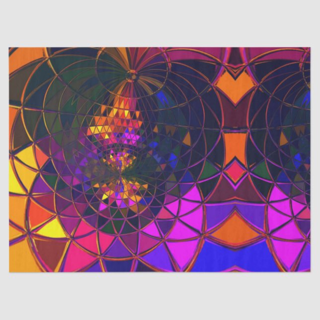 Rainbow Mosaic Stained Glass Geometric Print Desig Tissue Paper (Front)