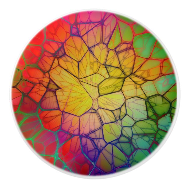 Rainbow Mosaic -stained glass look Ceramic Knob (Front)
